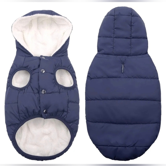 SAWMONG Navy Blue Dog Fleece Jacket with Hood #459 - Picture 7 of 13